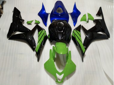 Gloss Black & Green and Blue Accents - 2007-2008 Honda CBR600RR